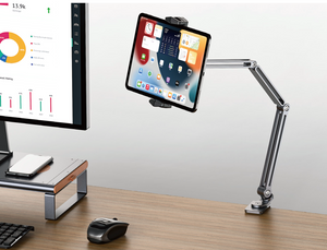 Verstellbarer, faltbarer Tablet-Ständer für den Schreibtisch, Tablet-Halterung mit 360-Grad-Drehung 